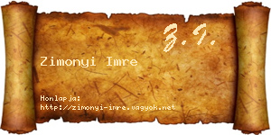 Zimonyi Imre névjegykártya